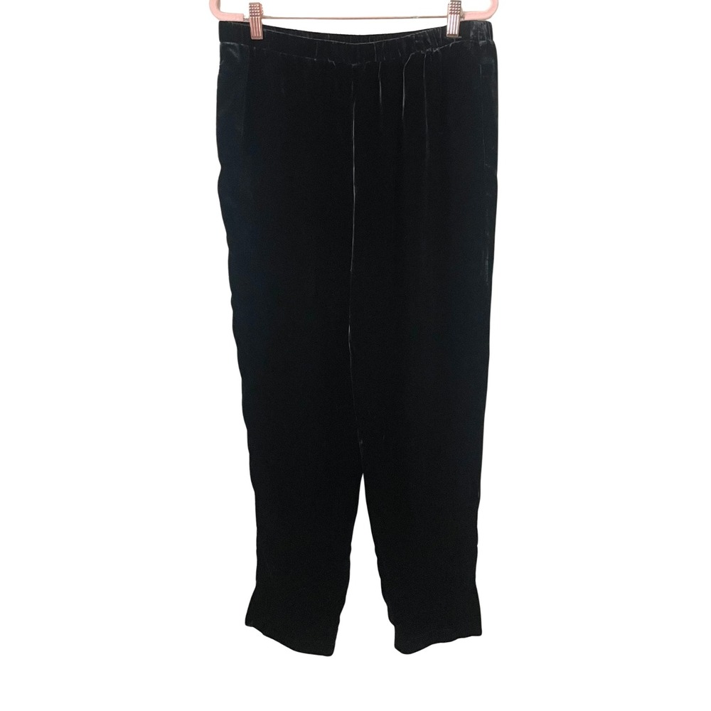 Johnny Was Pants Womens Small Black Jade Silk Rayon Velvet Pull On‎ Boho Whimsi